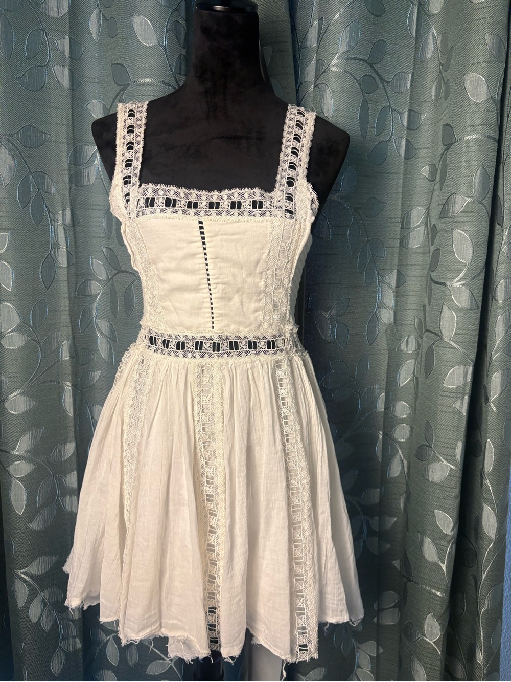 Free People FP One Ivory Lace Cutout Mini Dress Size S